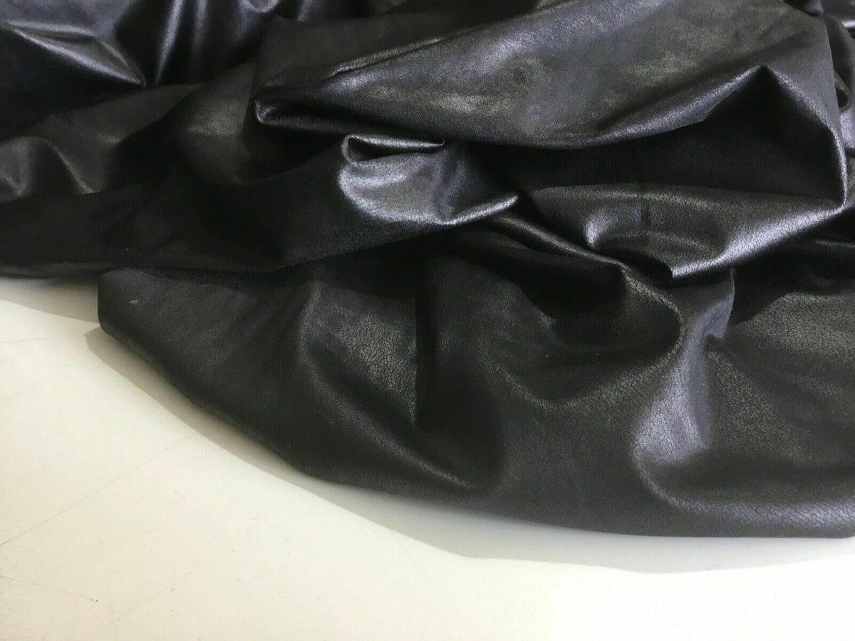 NEW Designer Jet Black Wet Look Stretch Like Leather Fabric 57''147 cm –  Iana Fabrics