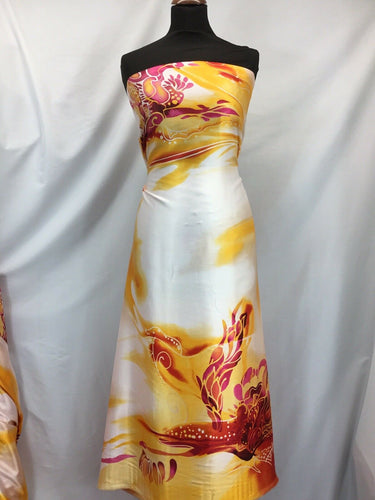 NEW Gorgeous High Class Designer Summer Flames Satin Print Fabric Material 44
