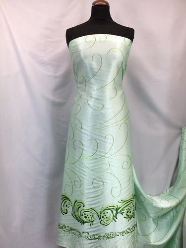 NEW High Class Designer Italian Greens Nature Satin Print Fabric Art Material