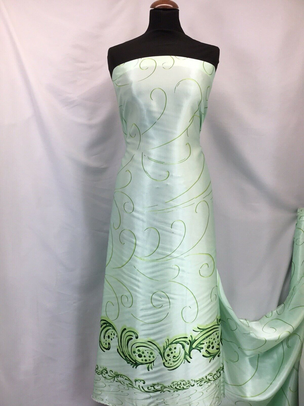 NEW High Class Designer Italian Greens Nature Satin Print Fabric Art Material