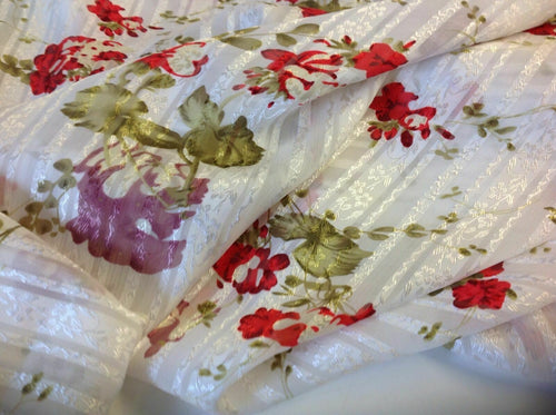 NEW 100% Silk Satin Chiffon Crepe De Chine Burnout Floral Print Fabric 43