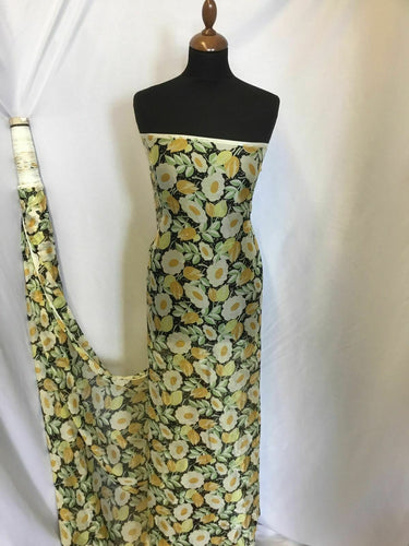 NEW 100% Silk Chiffon Floral Leaves Fabric 53