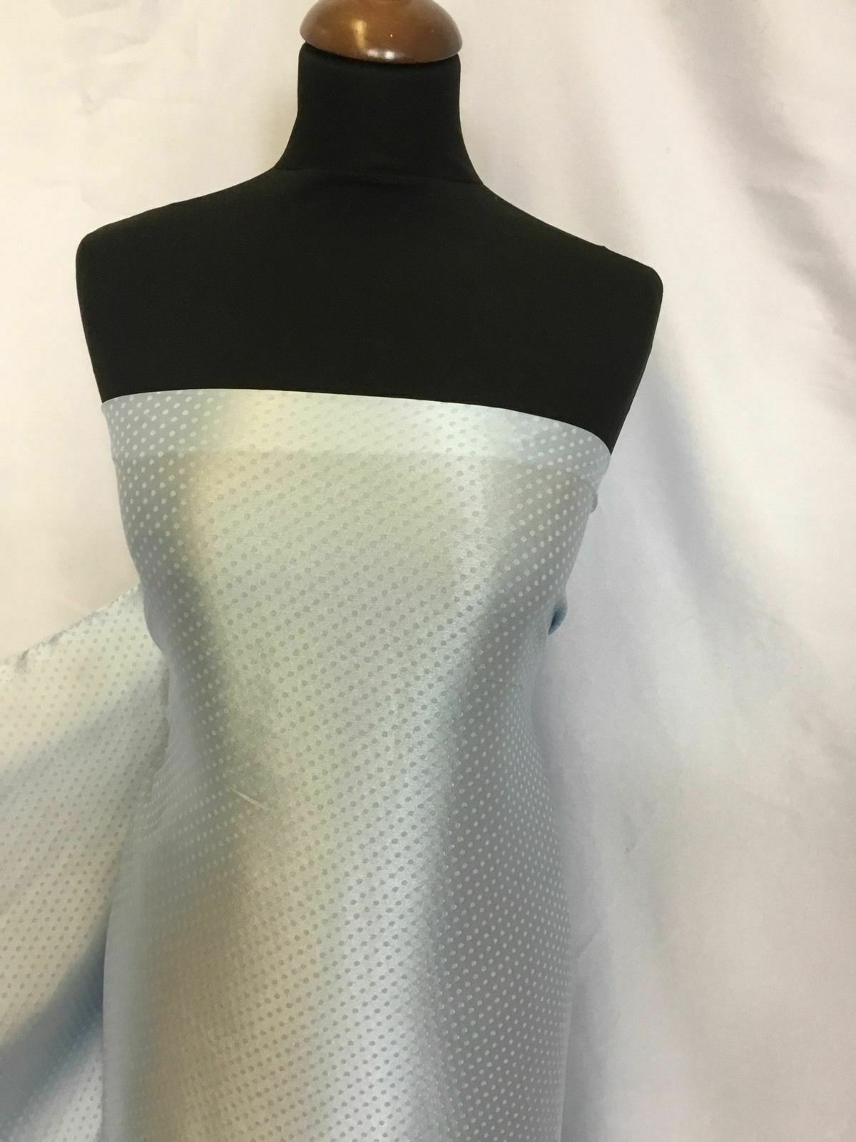NEW 100% Silk Matt Silver Silk Marocain Spots Fabric 54