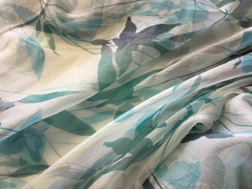 NEW 100% Silk Crinkle Chiffon Floral Print Fabric 59