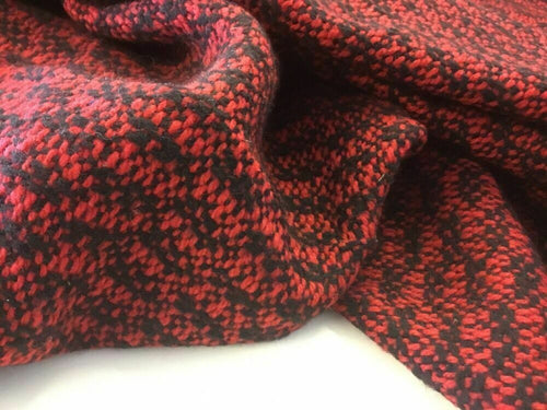 NEW Red / Black Colour Wool Boucle Fabric 156cm As Seen Online Designers Images
