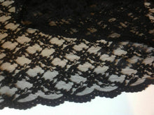 Load image into Gallery viewer, Black Stretch Corded Floral Lace Fabric Scalped Edges 58&quot; 149 cm Dress Designer