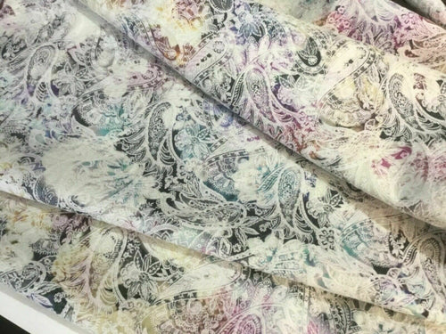 New High Class Multicolored Embossed Paisley Floral Jacquard Brocade Fabric