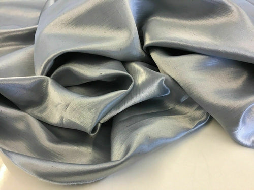 NEW Silver Dupion Slub Satin Fabric 58