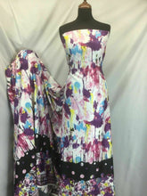 Load image into Gallery viewer, New High Class Designer Stretch Paint Work Floral Spot Border Satin Print Fabric