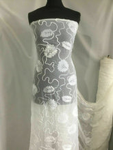 Load image into Gallery viewer, NEW High Class Designer White Ivory Bridal Chiffon Floral Velvet Burnout Fabric (SECONDS)