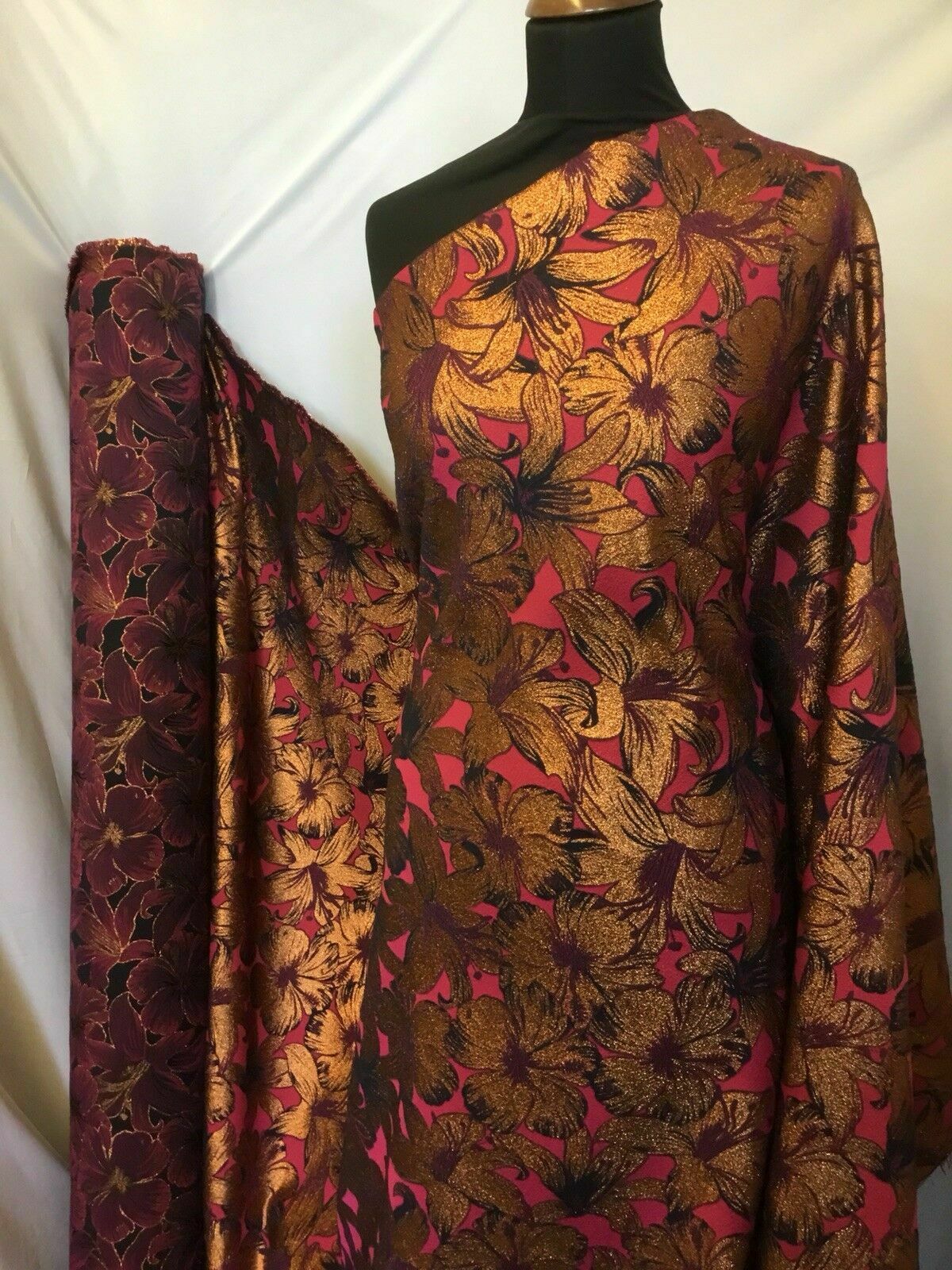 NEW Lady Dezmelda Designer Brocade Jacquard Fabric- Black Gold Floral-  Neoclassical Upholstery