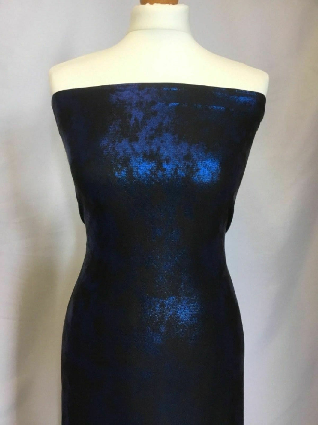 NEW High Class Designer Shiny Lightening Blue Tie Die Stretch Lame Jersey Fabric