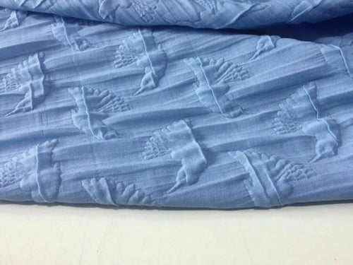 NEW High Class Designer Light Blue Bird Stretch Jacquard Brocade Fabric Material