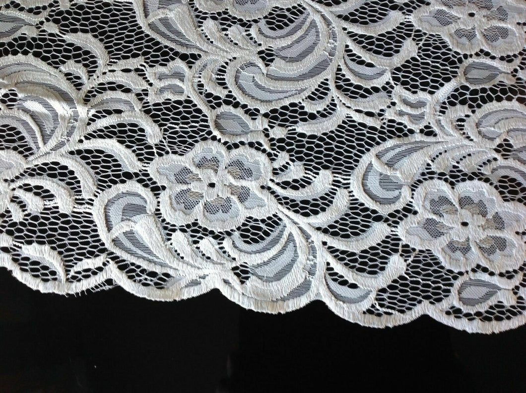 NEW High Class Designer Ivory Stretch Net Guipure Floral Scalp Lace Fabric Off W