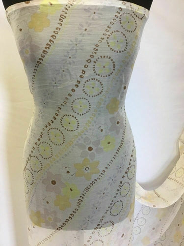NEW Italian 100% Silk Crinkle Chiffon Floral Print Fabric 51