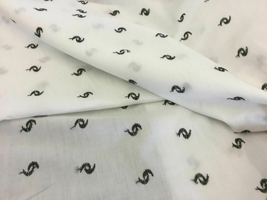 NEW White With Black Poly Cotton Embroidery Fabric Dry Lace 59’’152cm Craft Sew