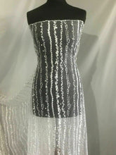 Load image into Gallery viewer, NEW High Class Designer Iced White Bridal Border Floral Pearl Lace Fabric 47”