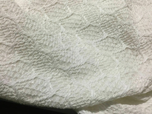 New High Class Designer Embossed Ivory Cream Stretch Jacquard Lace Fabric Dress