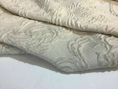 New High Class Designer Cream Floral Rope Metallic Jacquard Brocade Fabric 55”