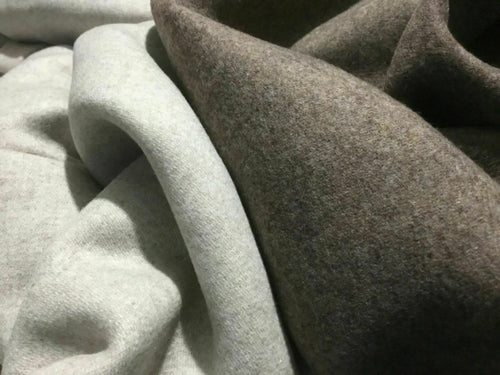 New High Class Designer Dark Beige Cationic Cream Reversible Wool Fabric Garment