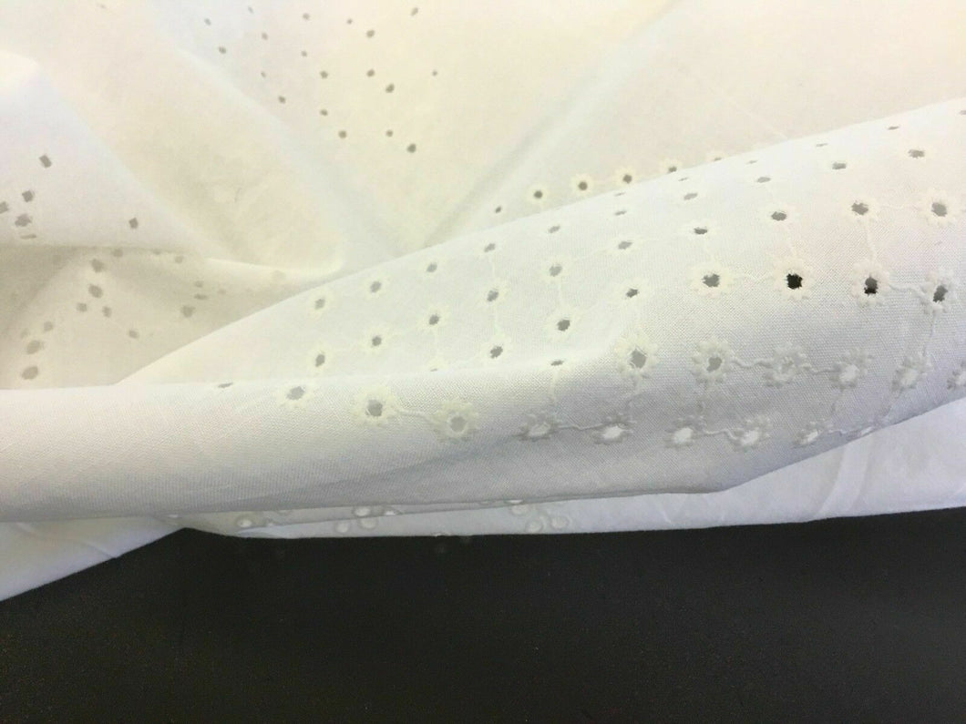 NEW White 100% Cotton Anglaise Multi broidery Ring Holes Fabric Dry Lace