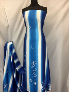 NEW High Class Designer Stripe Floral Satin Print Fabric 44" 112 cm Material