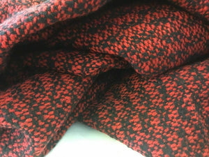 NEW Red / Black Colour Wool Boucle Fabric 156cm As Seen Online Designers Images