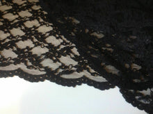 Load image into Gallery viewer, Black Stretch Corded Floral Lace Fabric Scalped Edges 58&quot; 149 cm Dress Designer