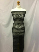 Load image into Gallery viewer, NEW High Class Designer Multi Border Jet Black Lace Fabric 56&quot;144cm In Fashion K