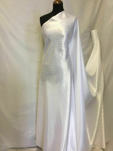 Load image into Gallery viewer, New White Colour Silky Satin Bridal Polka Dott Jacquard Print Fabric 58&#39;&#39; 149cm