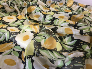 NEW 100% Silk Chiffon Floral Leaves Fabric 53" 136 cm Leaf Dress Cloth Garment