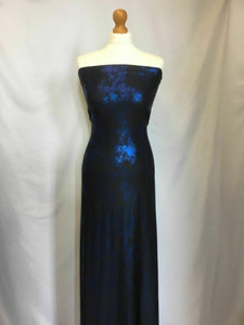 NEW High Class Designer Shiny Lightening Blue Tie Die Stretch Lame Jersey Fabric