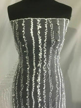 Load image into Gallery viewer, NEW High Class Designer Iced White Bridal Border Floral Pearl Lace Fabric 47”