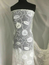 Load image into Gallery viewer, NEW High Class Designer White Ivory Bridal Chiffon Floral Velvet Burnout Fabric (SECONDS)