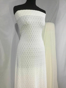 New High Class Designer Embossed Ivory Cream Stretch Jacquard Lace Fabric Dress