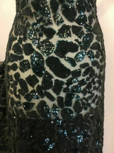 New High Class Designer Bottle Green Heavy Sequins Lace Fabric 59'' Party Dress