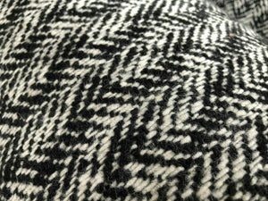 New High Class Heavy Off White Black Herringbone Wool Boucle Fabric 59" 151 cm