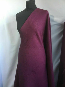 New High Class Designer Plum Heavy Jacquard Brocade Shiny Cloque Fabric