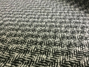 New High Class Heavy White Black Herringbone Wool Boucle Fabric 59" 151 cm