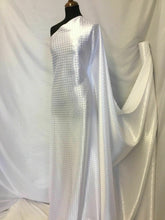 Load image into Gallery viewer, New White Colour Silky Satin Bridal Polka Dott Jacquard Print Fabric 58&#39;&#39; 149cm