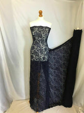 Load image into Gallery viewer, NEW High Class Designer Navy Stretch Net Floral Lace Scalloped Fabric 59&quot; 151 cm