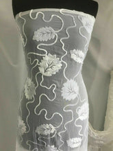 Load image into Gallery viewer, NEW High Class Designer White Ivory Bridal Chiffon Floral Velvet Burnout Fabric (SECONDS)
