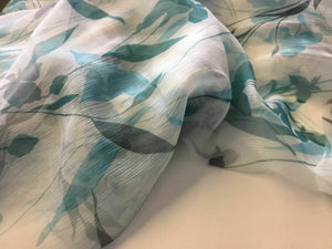 NEW 100% Silk Crinkle Chiffon Floral Print Fabric 59" 150 cm Dress Scarf