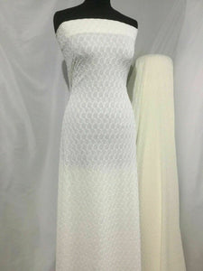 New High Class Designer Embossed Ivory Cream Stretch Jacquard Lace Fabric Dress