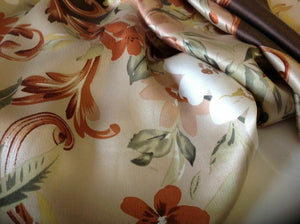 NEW 100% Silk Crepe de Chine Satin Classic Floral Print Fabric 42" 109 cm Dress