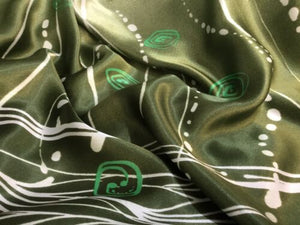 New High Class Designer Silky Satin Border Greek Ocean Print Fabric 44" 112 cm