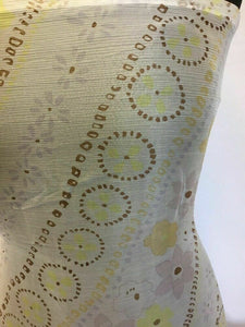 NEW Italian 100% Silk Crinkle Chiffon Floral Print Fabric 51" 130 cm Dress Scarf
