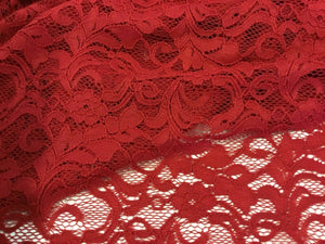 New High Class Designer Red Stretch Floral Corded Lace Fabric 57’’ 145 cm