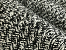 Load image into Gallery viewer, New High Class Heavy Off White Black Herringbone Wool Boucle Fabric 59&quot; 151 cm