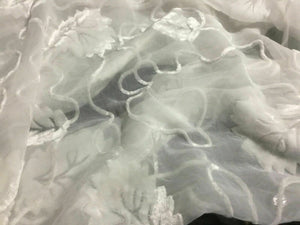 NEW High Class Designer White Ivory Bridal Chiffon Floral Velvet Burnout Fabric (SECONDS)